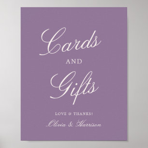 Lila Kalligrafie-Hochzeitskarten & Geschenke-Schil Poster