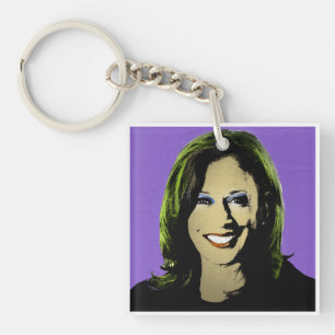 Lila Kamala Harris Pop Art Schlüsselanhänger
