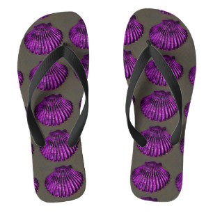 lila Kamm-Muscheln grau Flip Flops