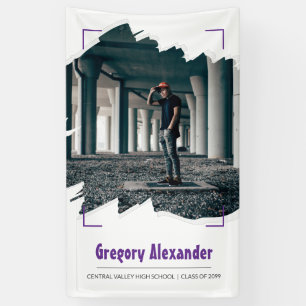 Lila kantiger abstrakter Pinselstrich Foto-Abschlu Banner