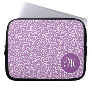 Lila Karakusa Arabesque Spiral Vine Muster Laptopschutzhülle