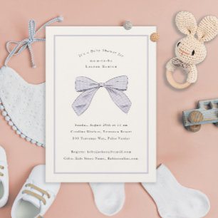 Lila Karierter Bow Elegante Babydusche Einladung