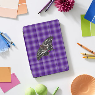 Lila Karierter Schmetterling iPad Case HAMbyWG iPad Air Hülle