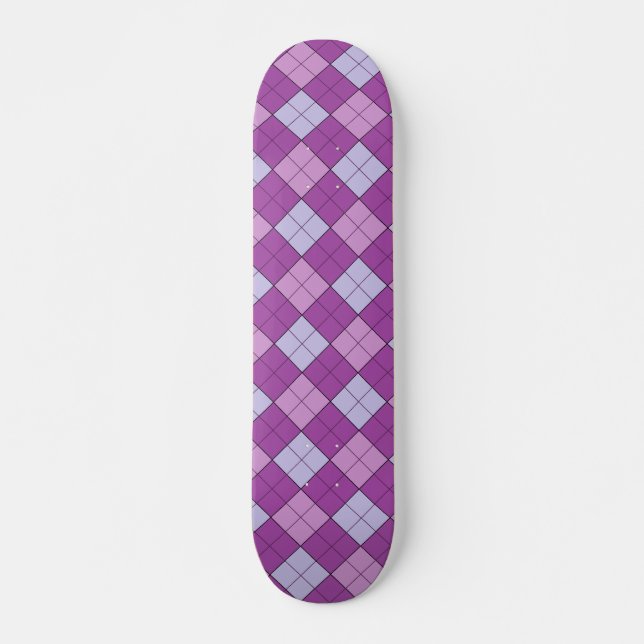 Lila Karierter Skate Deck Skateboard (Vorne)