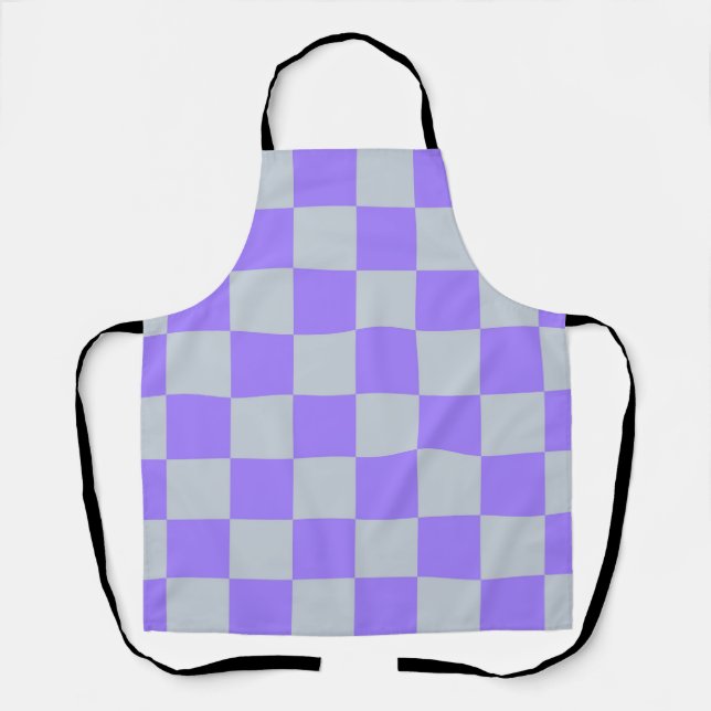 Lila kariertes Gingham-Muster Schürze (Vorderseite)