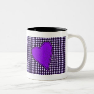 Lila Kariertes Herz Zweifarbige Tasse