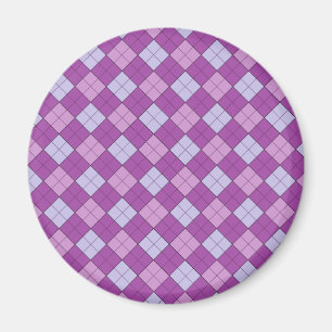 Lila Kariertes Magnet (rund)