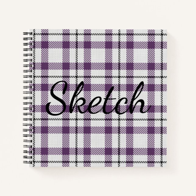Lila Kariertes Sketchbook Notizbuch (Vorderseite)
