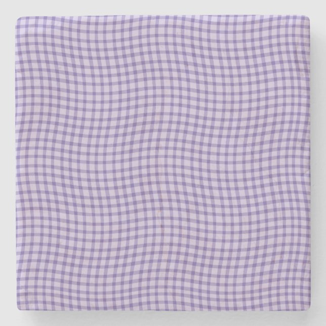 Lila Karo Gingham nahtloses Muster Steinuntersetzer (Vorderseite)