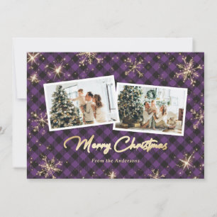 Lila Karo Gold Schneeflocken Foto Weihnachten