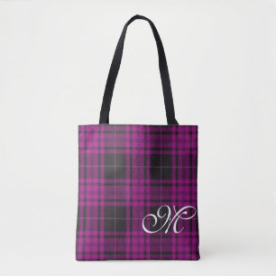 Lila Karo Monogramm-Tragetasche