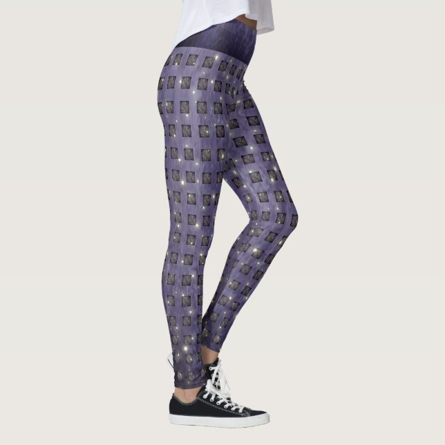 Lila Karo Muster mit Sternen Leggings (Rechts)