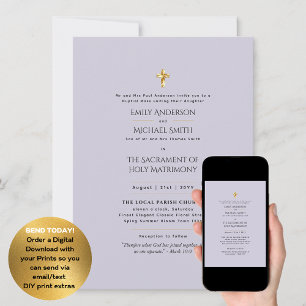 Lila katholische Hochzeit der Hochzeit Einladung