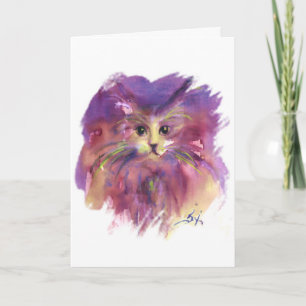 LILA KÄTZCHEN, KITTYKATZE, Farbige Herzen Valentin Feiertagskarte