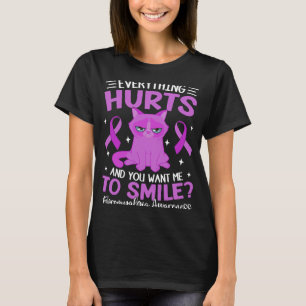 Lila Katze für Frauen Alles tut Fibromyalgie weh T-Shirt
