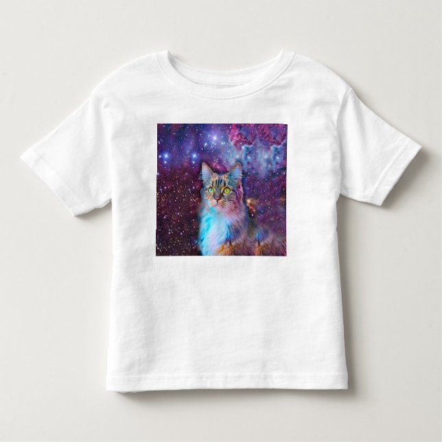 Lila Katze im Weltraum Kleinkind T-shirt (Vorderseite)