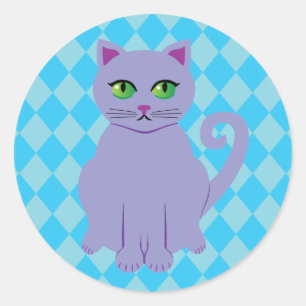 Lila Katze Runder Aufkleber