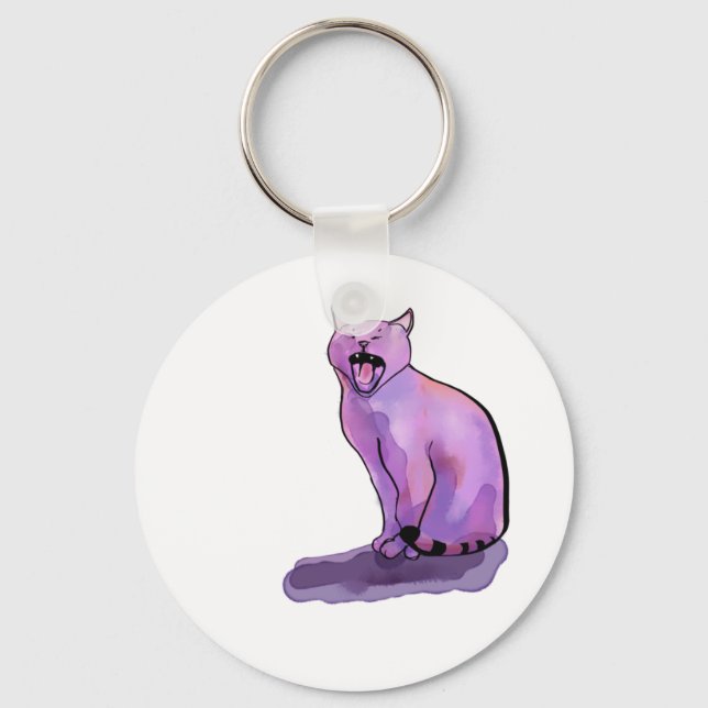 Lila Katze Schlüsselanhänger (Vorderseite)