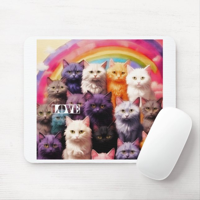 Lila Katzen-Mauspad – Perfektes Geschenk für Katze Mousepad (Mit Mouse)