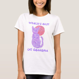 Lila Katzen-und Mond-Weltbeste Katzen-Großmutter Z T-Shirt