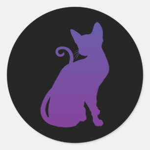 Lila Katzenaufkleber Runder Aufkleber