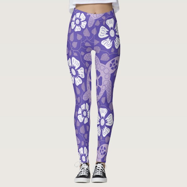 Lila Kauai Turtles Leggings (Vorderseite)