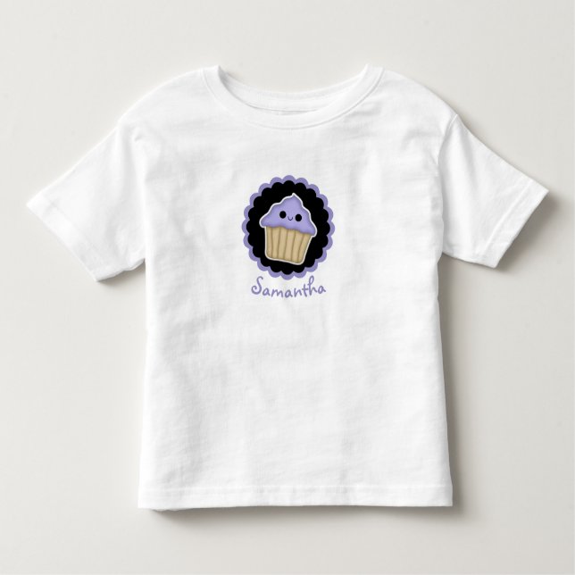 Lila Kawaii Cupcake Kleinkind Shirt (Vorderseite)