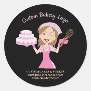 Lila Keksladen Dame Cake Decorator Bäckerei Runder Aufkleber