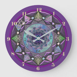Lila Keltische Mandala-Wall-Uhr Große Wanduhr