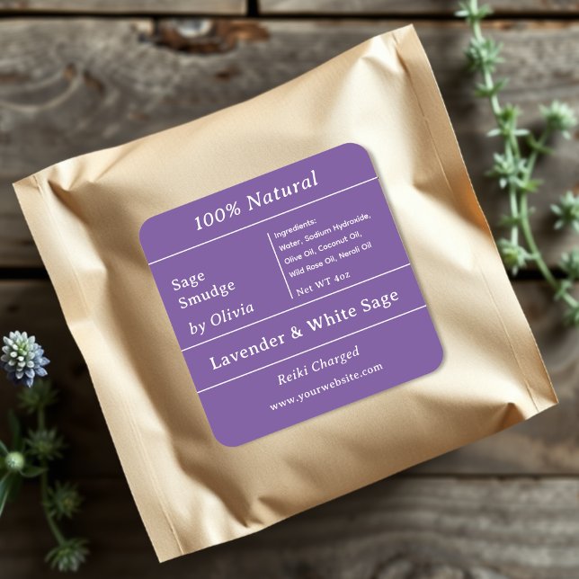 Lila | Kennzeichnung von Inhaltsstoffen von Sage S Quadratischer Aufkleber (Von Creator hochgeladen)