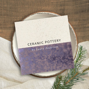 LILA KERAMIK POTTERY GLAZIERTE SPEZIFISCHE TEXTURE QUADRATISCHE VISITENKARTE