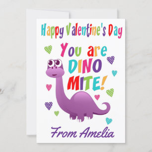 Lila Kids Dinosaurier Dinomite Valentinstag Karte