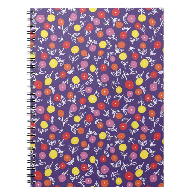 Lila Kids Floral Ditsy-Muster Notizblock (Vorderseite)