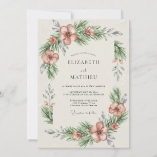 Lila Kieferlaub-Eukalyptus-Hochzeit Einladung