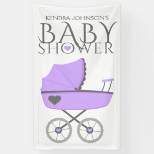 Lila Kinderwagen-Baby-Dusche Banner