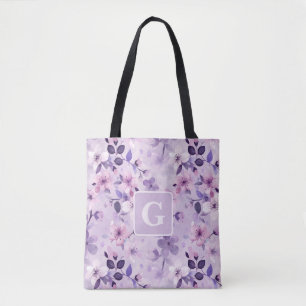 Lila Kirschblüten personalisierte Monogramm