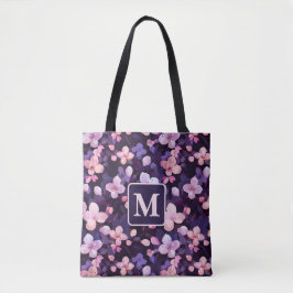 Lila Kirschblüten personalisierte Monogramm