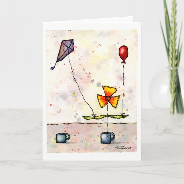 Lila Kite Blume Grußkarte Karte (Vorderseite)