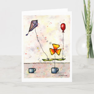 Lila Kite Blume Grußkarte Karte