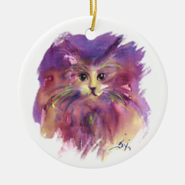 LILA KITTEN, KITTKATASTROPHEN KERAMIK ORNAMENT (Vorne)