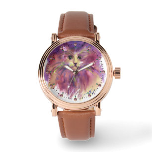 LILA KITTEN,NIEDLICH KITTKÜSTENPORTRAL ARMBANDUHR