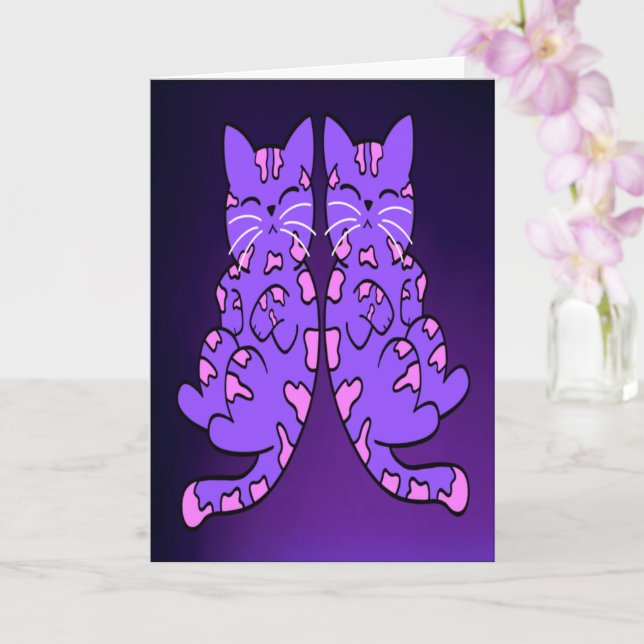 Lila Kitten Twins Karte (Orchidee)