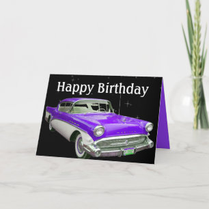 Lila Klassiker-Muscle-Car-Geburtstagsfeier Karte