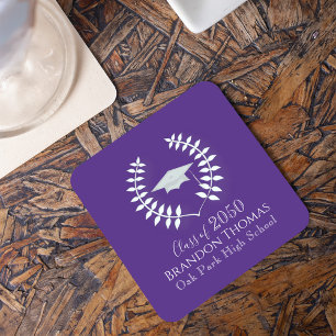 Lila Klassische Graduierungspartei nach Maß Rechteckiger Pappuntersetzer