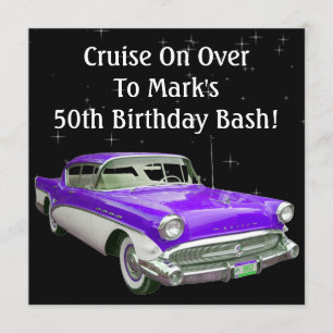 Lila klassischer Muskel-Auto-Geburtstags-heftiger Einladung