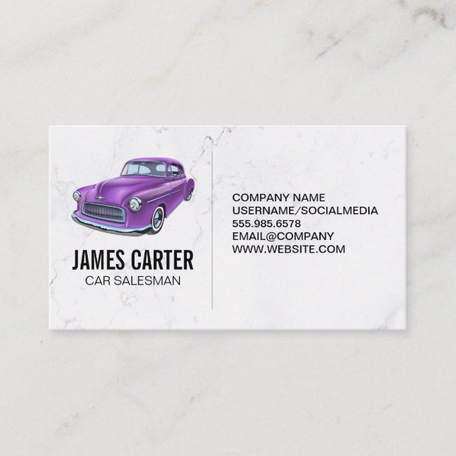 Lila klassisches Auto Visitenkarte (Vorderseite)