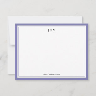 Lila Klassisches Benutzerdefiniertes Paar-Monogram Mitteilungskarte