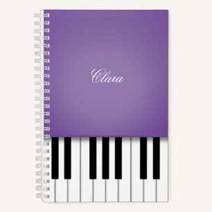 Lila Klaviermusik-Tastatur Notizbuch personalisier
