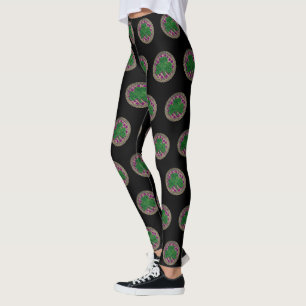 Lila Kleeblatt auf keltischen Knochen Leggings