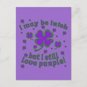Lila Kleeblatt St. Patrick's Day Design Postkarte
